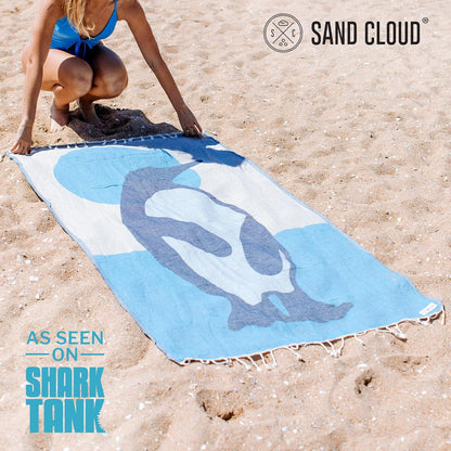 Sand Cloud Turkish Beach Towel - Sand Free - 100% Organic Turkish Cotton Yarn - Quick Dry Towel for Beach, Picnic, Blanket or Bath - As Seen on Shark Tank - Marine Life (Emperor Penguin)