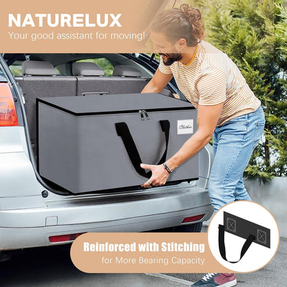 Heavy Duty Moving Bags - Extra Large Packing Bags and Storage Totes, Collapsible and Foldable Option for Moving and Storage, Grey, 93 L - 12 Pack