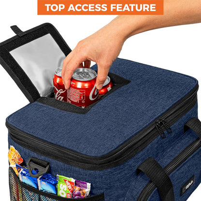 OPUX Soft Cooler Bag, Insulated Collapsible Lunch Cooler Tote for Men Work Camping Beach Travel, Portable Soft Sided Leakproof Waterproof Large Lunch Bag Box with Shoulder Strap 40 Cans, Heather Navy