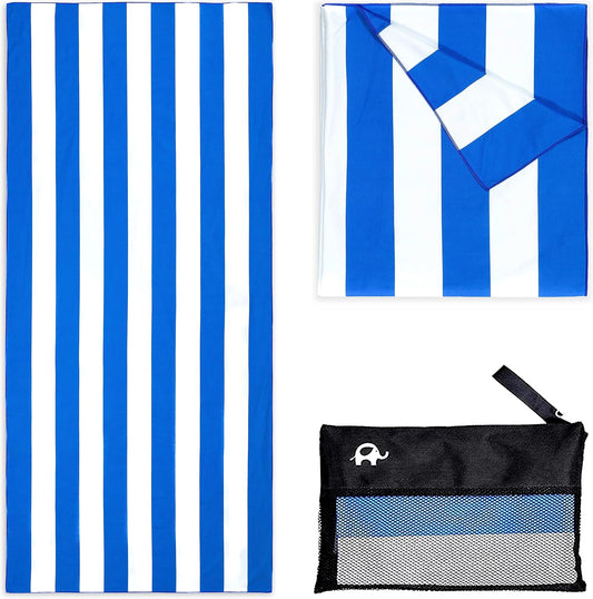 Quick Dry Towel Extra Large 78x35 Inch - Microfiber Beach Towel - Perfect for Beach, Travel, Swimming, Pool, Yoga, Hiking, Camping - Lightweight, Fast Drying, Compact for Adults (Cabana Blue)