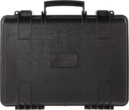 Amazon Basics Hard Camera Case, Medium, Black, Solid, 18"L x 14"W x 6"H