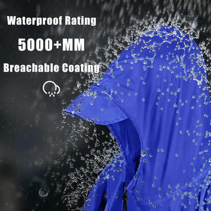 Coralrain Hooded Rain Poncho Lightweight Waterproof Unisex Raincoat Jacket with Pocket for Men Women Adult