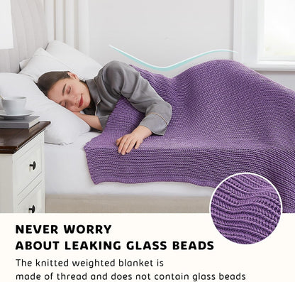 L'AGRATY Knitted Weighted Blanket - 50"x60" 10lbs Cooling Chunky Knit Heavy Blanket for Adults Braided Crochet Throw Thick Cable Yarn Knit Decorative No Beads Evenly Weighted Machine Washable