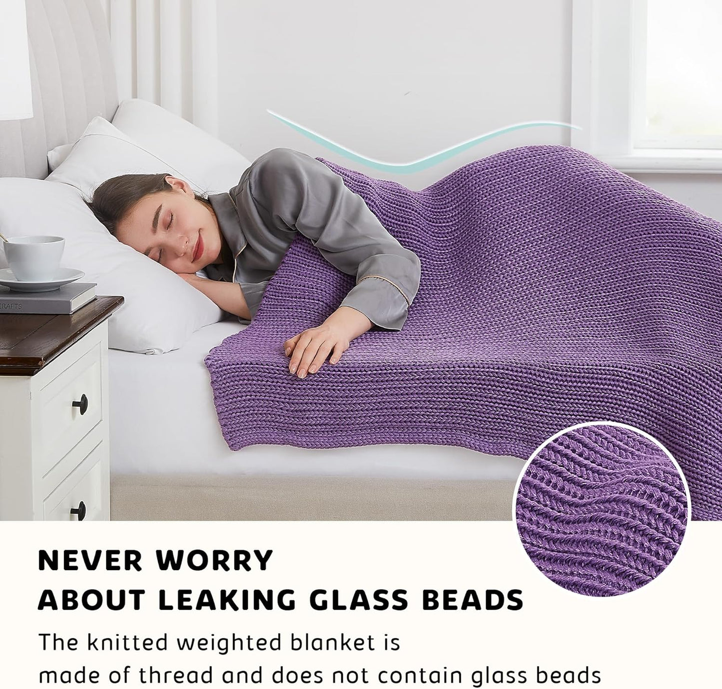 L'AGRATY Knitted Weighted Blanket - 60"x80" 15lbs Cooling Chunky Knit Heavy Blanket for Adults Braided Crochet Throw Thick Cable Yarn Knit Decorative No Beads Evenly Weighted Machine Washable