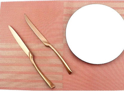 6-Piece Flatware Set,Extra Thick Heavy Duty - 18/10 Stainless Steel Cutlery Sets,High Matte Finish Rose Gold Flatware Sets Service for 1,Multipurpose Use for Home,Kitchen Utensil Sets