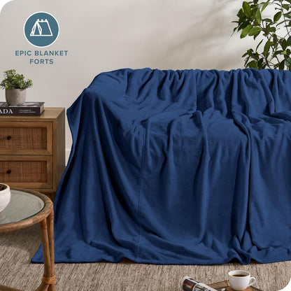 Bare Home Fleece Blanket - Giant Size - Ultra-Soft Lightweight for Bed, Sofa, and Couch - Luxury Microplush - Cozy Warm Blanket (Giant, Dark Blue)