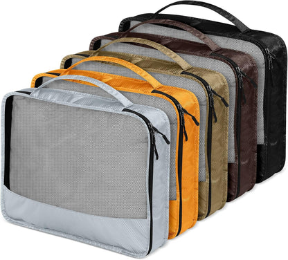 5 Pcs Packing Cubes for Suitcase Large Travel Cubes Carry on Luggage Organizer Bags for Clothes Accessories(S,Apricot)