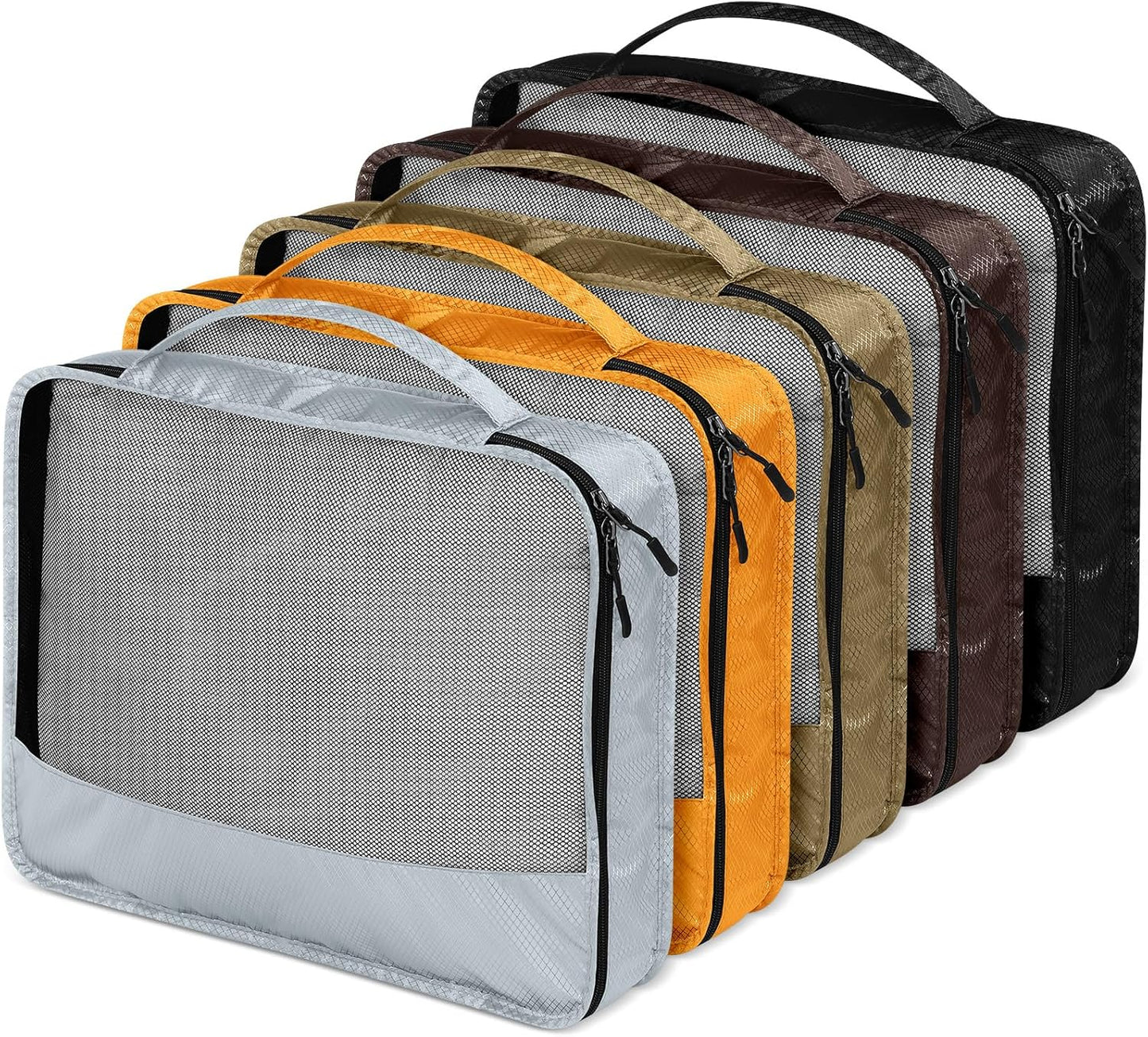 5 Pcs Packing Cubes for Suitcase Large Travel Cubes Carry on Luggage Organizer Bags for Clothes Accessories(L,Apricot)