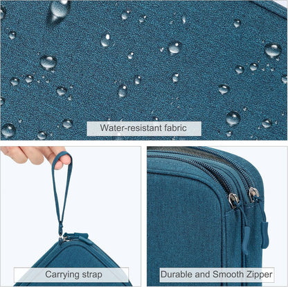 FYY Electronic Organizer, Large Travel Cable Organizer Bag Pouch Electronic Accessories Carry Case Portable Waterproof Double Layers All-in-One Storage Bag for Cable, Cord, Charger, Phone, Dark Green