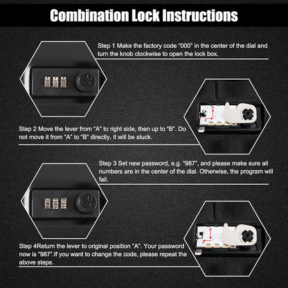 Dalmbox Gun Safe for Pistols Small Handgun Lock Box with Combination Lock Portable Travel Pistol Safe for Car, Home, Travel