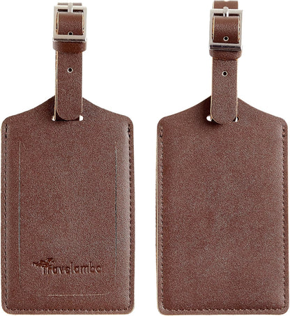 Travelambo Luggage Tags for Suitcases PU Leather Travel Tags Bag Tags Privacy Protection Travel Essentials