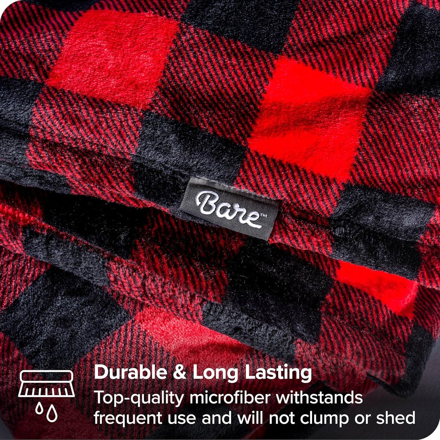 Bare Home Fleece Blanket - King Size - Ultra-Soft Lightweight for Bed, Sofa, and Couch - Luxury Microplush - Cozy Warm Blanket (King, Buffalo Plaid - Red/Black)