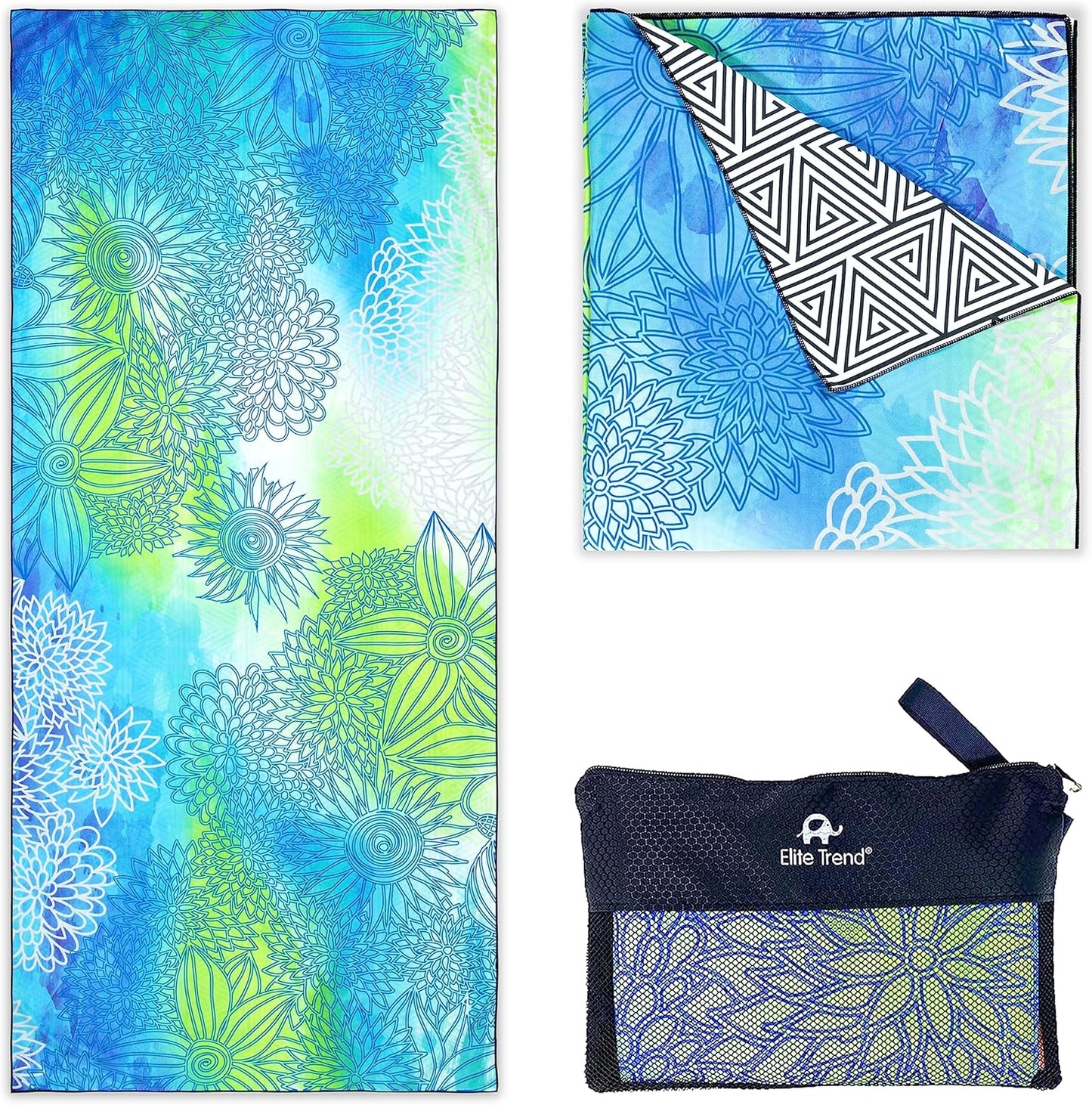 Quick Dry Towel Extra Large 78x35 Inch - Microfiber Beach Towel - Perfect for Beach, Travel, Swimming, Pool, Yoga, Hiking, Camping - Lightweight, Fast Drying, Compact for Adults (Blue Green)