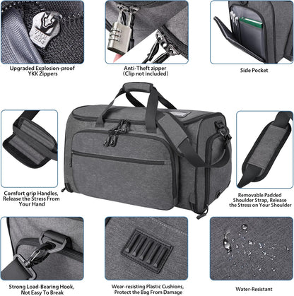Garment Duffle Bags for Travel, YKK Zippers Carry On Convertible Suit Bag with Waterproof Compartment & Shoe Compartment & Shoulder Strap