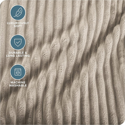 Bare Home Textured Fleece Blanket - Twin/Twin Extra Long - Ultra-Soft Lightweight for Bed, Sofa, and Couch - Luxury Microplush - Cozy Warm Blanket (Twin/Twin XL, Ribbed Oyster)